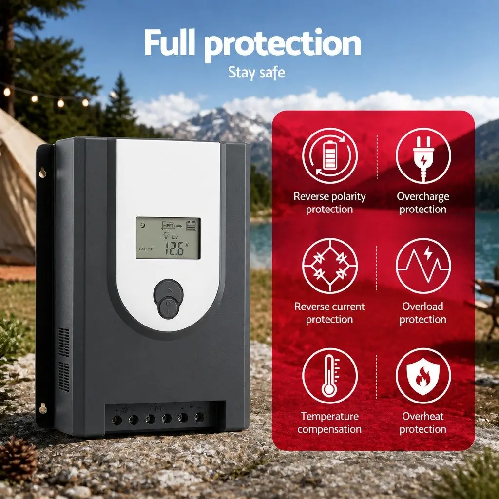 50A MPPT Solar Charge Controller Bluetooth 12V 24V Auto Battery Regulator