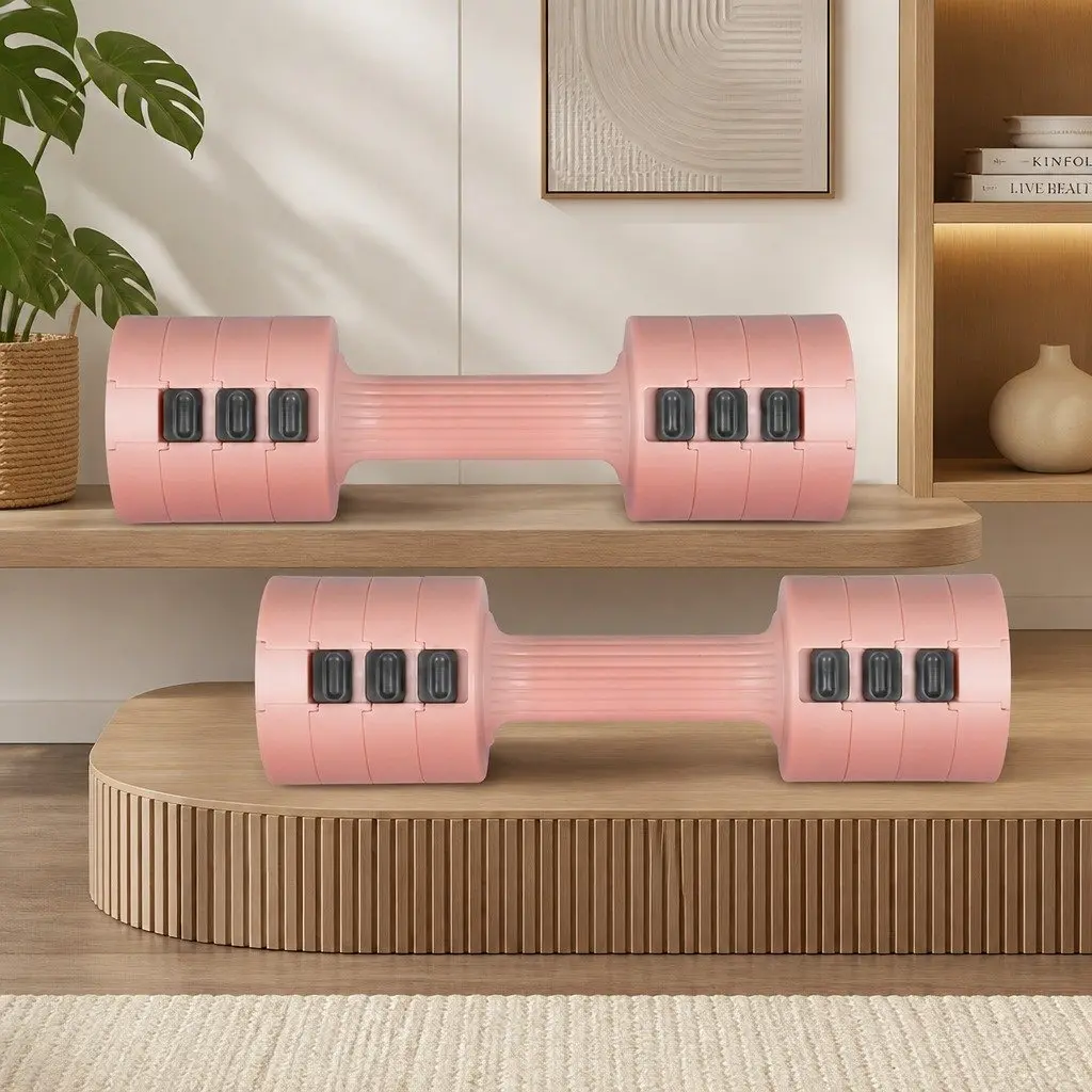 Adjustable Dumbbells Pair 1kg to 5kg Home Gym Weight Training Pink