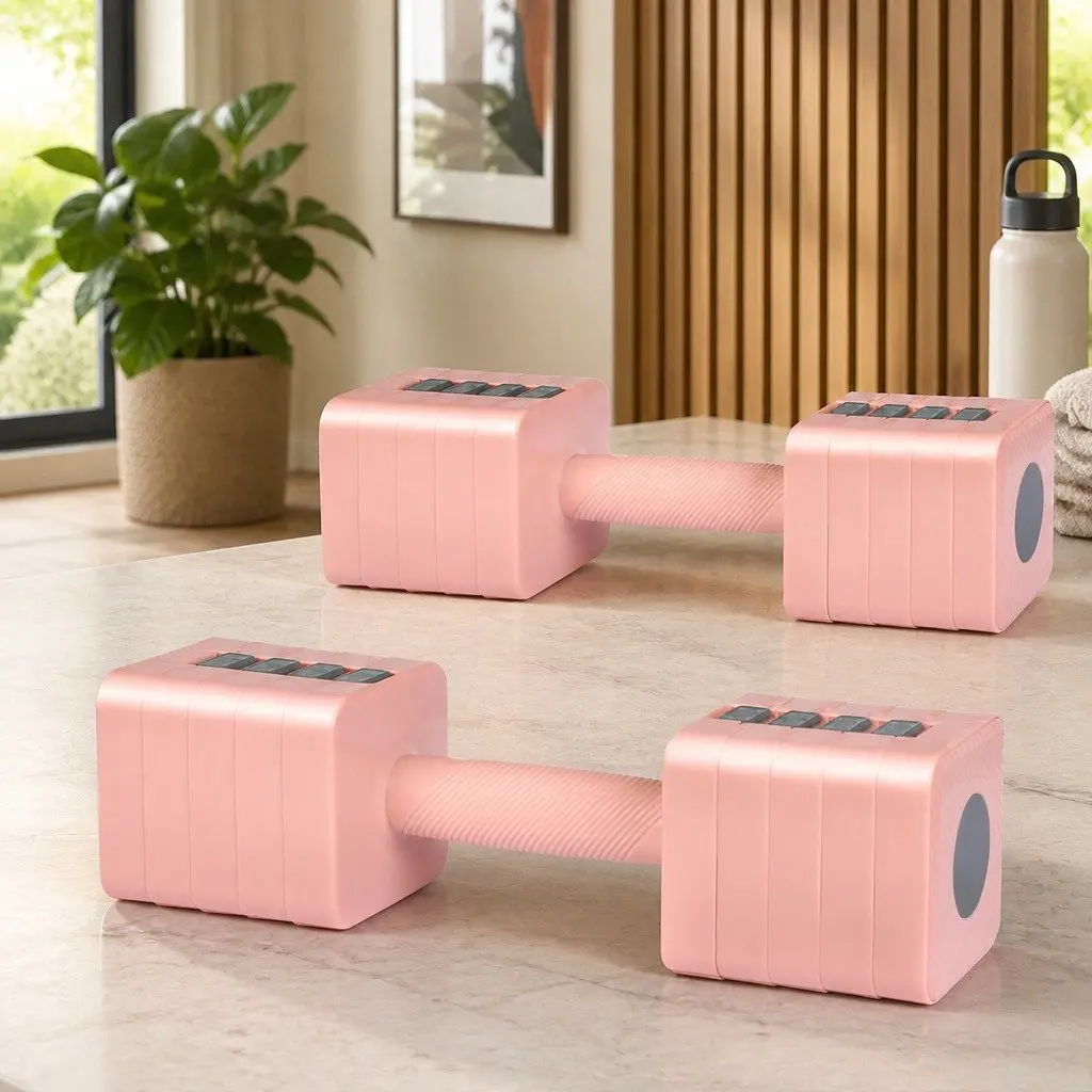 Adjustable Dumbbell Set Pink 2x5kg Home Gym Training Fitness Exercise