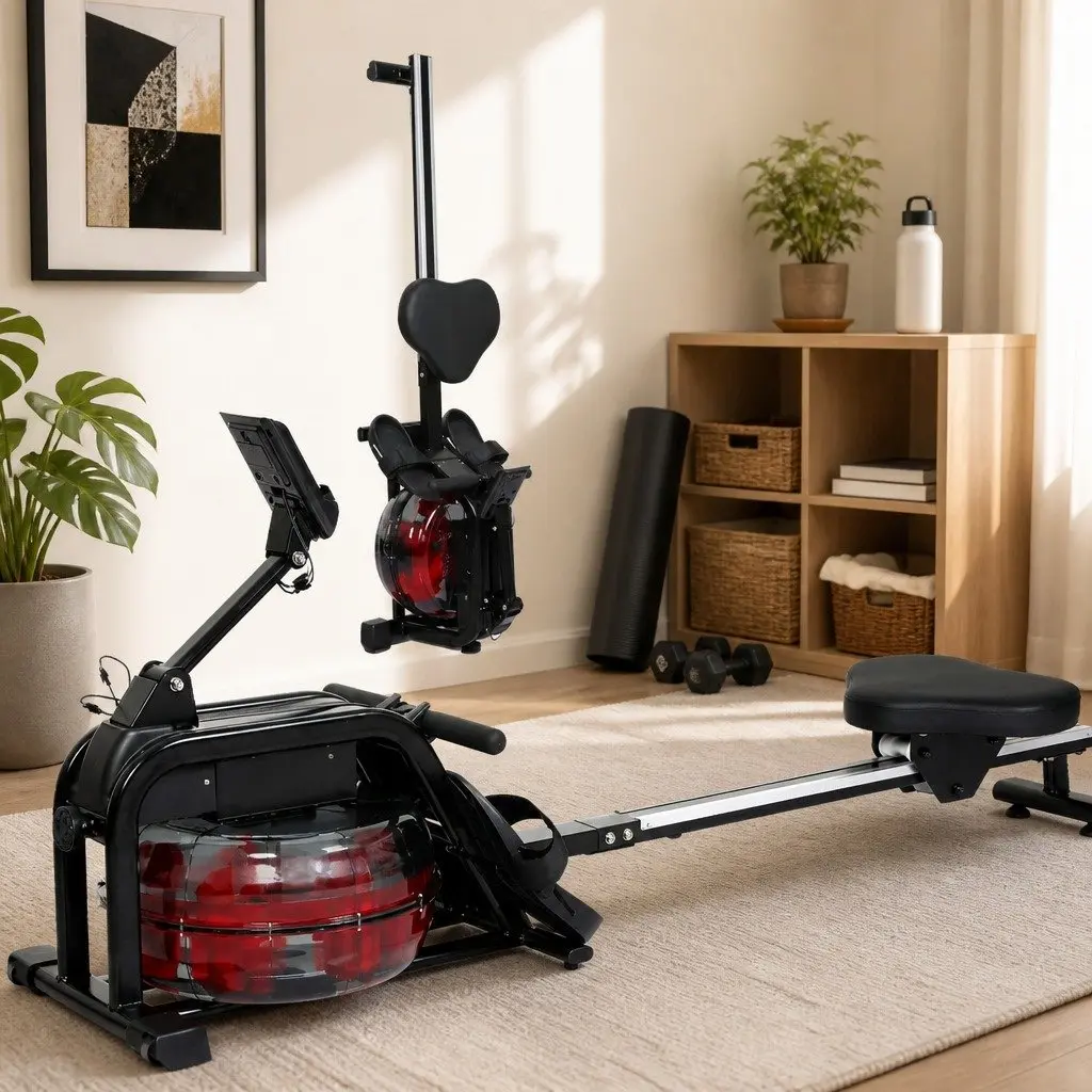 Water Rowing Machine Home Fitness Equipment 11L Water Tank Bluetooth LED Display