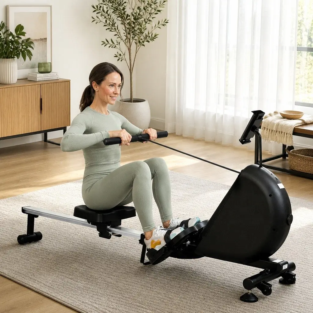 Rowing Machine Self-Powered Electric Telescopic Rail Magnetic Resistance 167cm