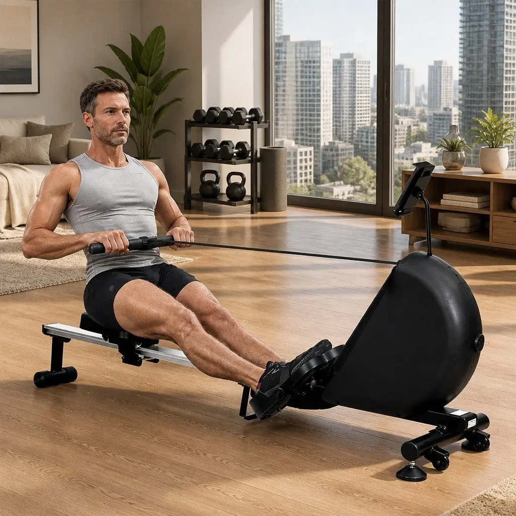 Rowing Machine Self-Powered Electric Telescopic Rail Magnetic Resistance 167cm