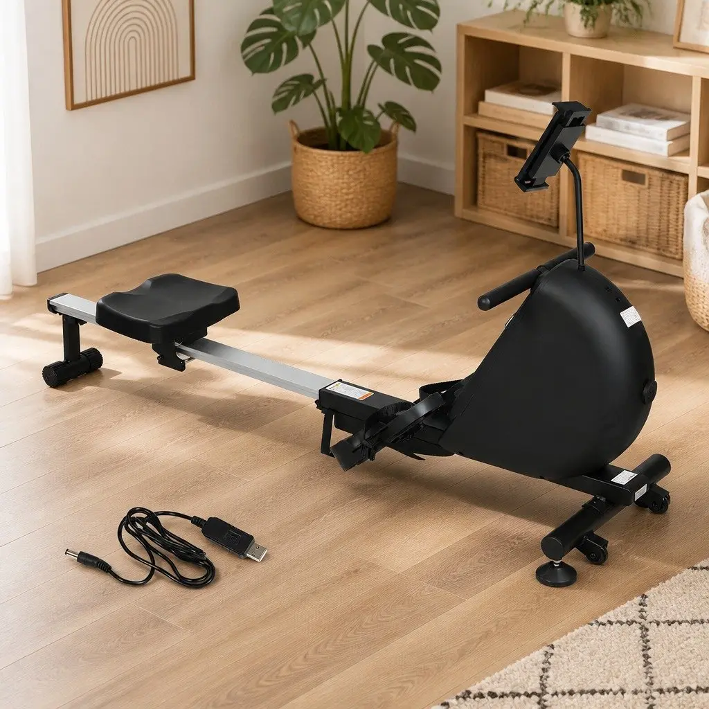 Rowing Machine Self-Powered Electric Telescopic Rail Magnetic Resistance 167cm
