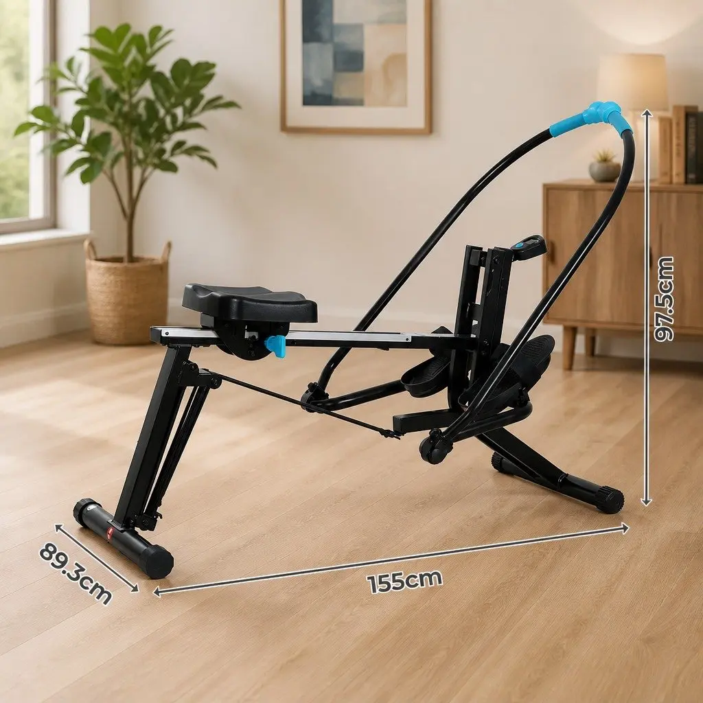 2-in-1 Rowing Machine Leg Press Home Gym Strength Training Full Body Workout