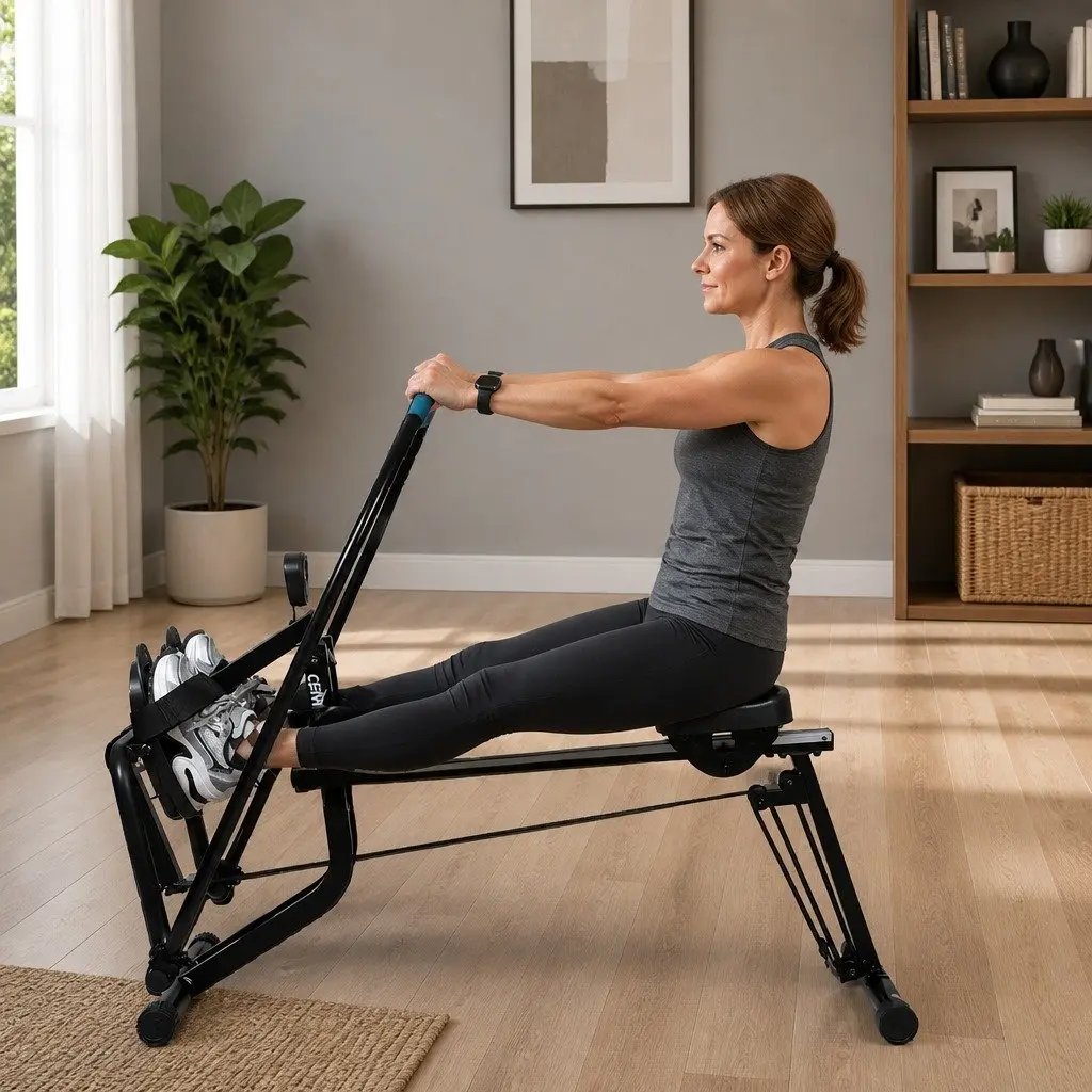 2-in-1 Rowing Machine Leg Press Home Gym Strength Training Full Body Workout