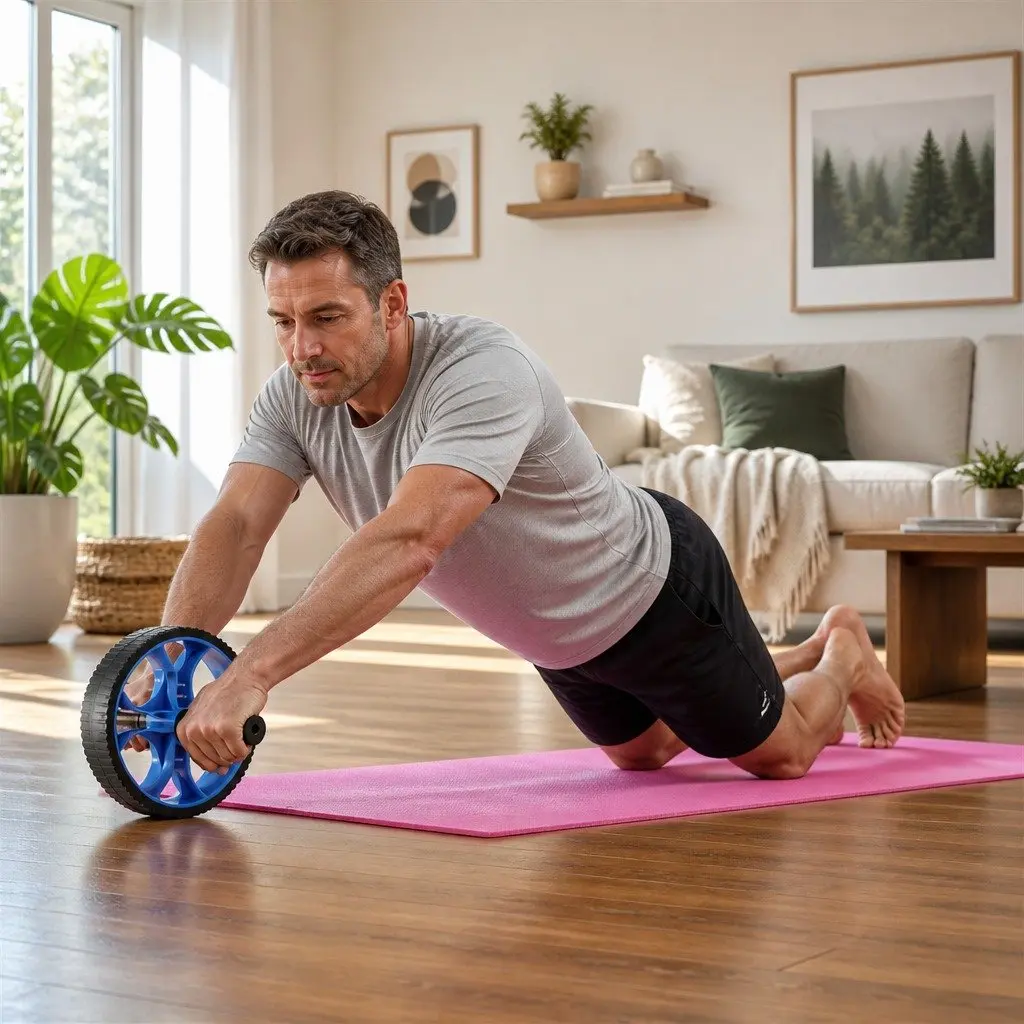 Exercise Roller Wheel Set 5-in-1 Ab Wheel Hula Hoop Push-Up Bars Hand Grippers Portable Lightweight Fitness Equipment