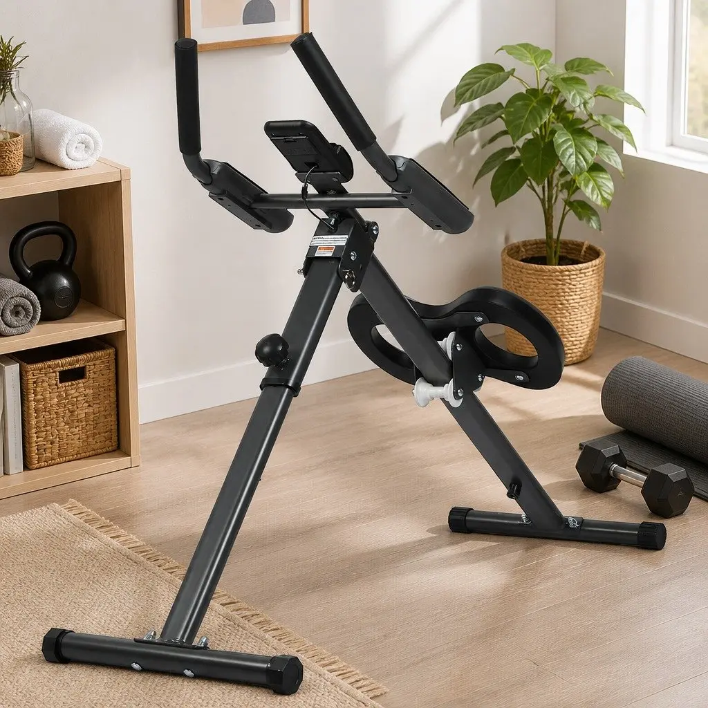 Foldable Ab Machine with LED Display Adjustable Height Incline Abdominal Workout