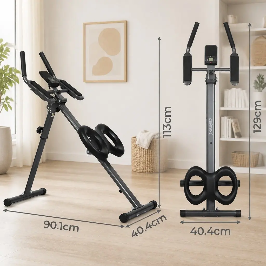 Foldable Ab Machine with LED Display Adjustable Height Incline Abdominal Workout