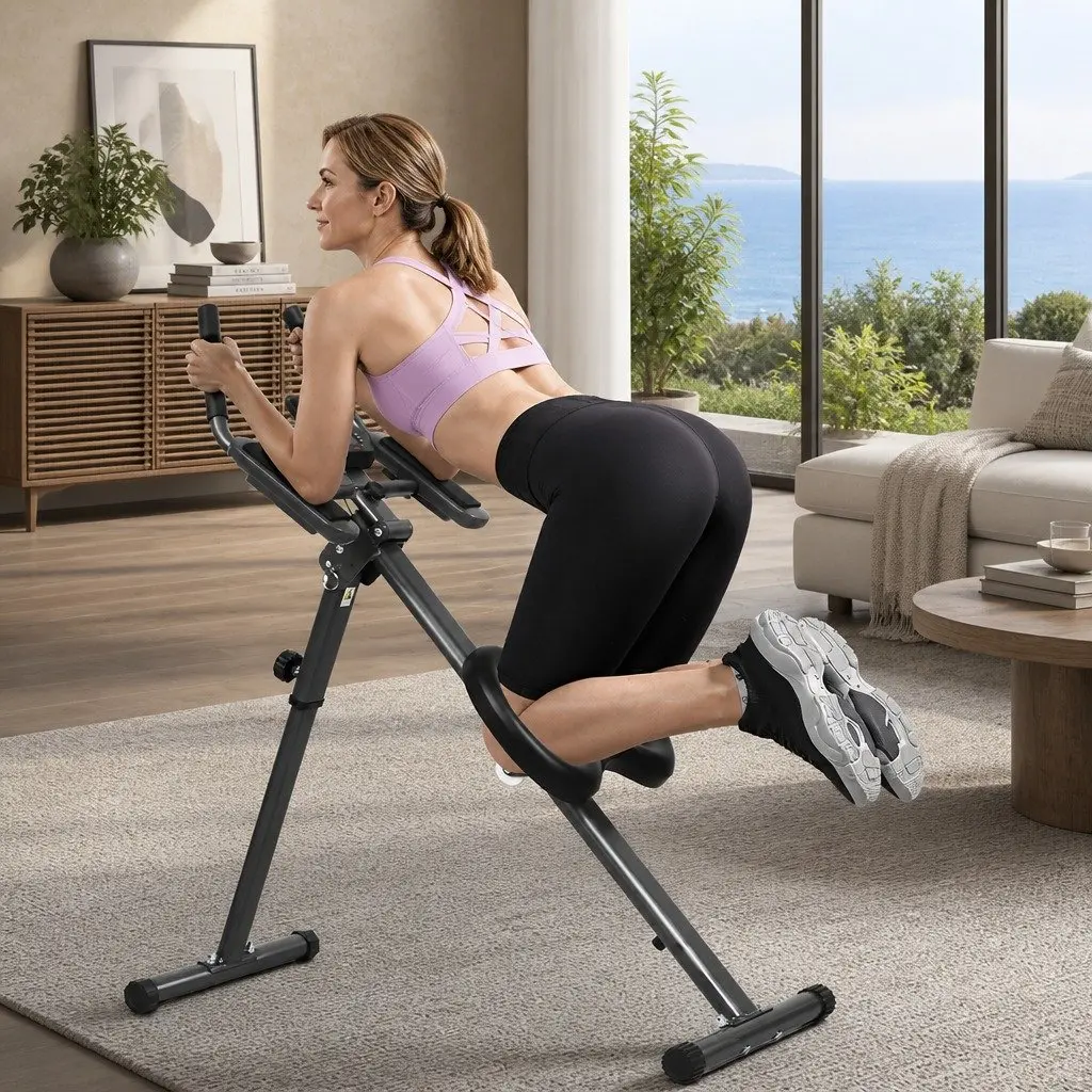 Foldable Ab Machine with LED Display Adjustable Height Incline Abdominal Workout