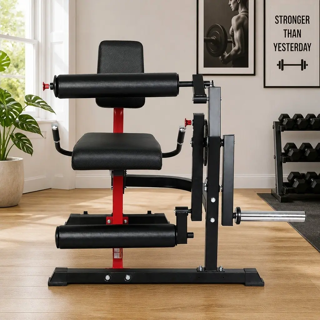 Leg Extension Curl Machine Plate Loaded Adjustable Size for Home Gym Lower Body Workout