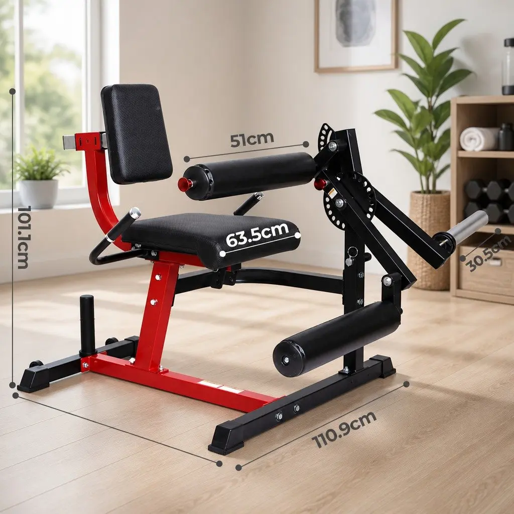 Leg Extension Curl Machine Plate Loaded Adjustable Size for Home Gym Lower Body Workout
