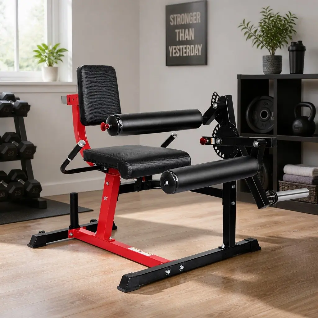 Leg Extension Curl Machine Plate Loaded Adjustable Size for Home Gym Lower Body Workout