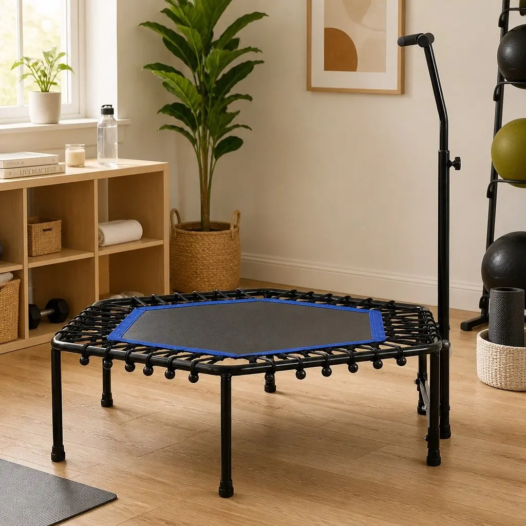 Mini Trampoline 48 Inch Adjustable Handlebar Rebounder for Adult Fitness Workout