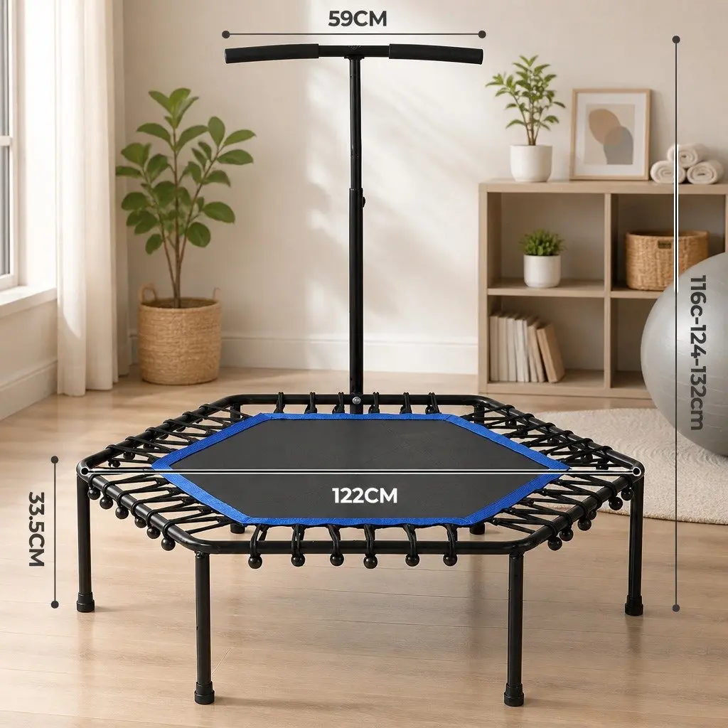 Mini Trampoline 48 Inch Adjustable Handlebar Rebounder for Adult Fitness Workout