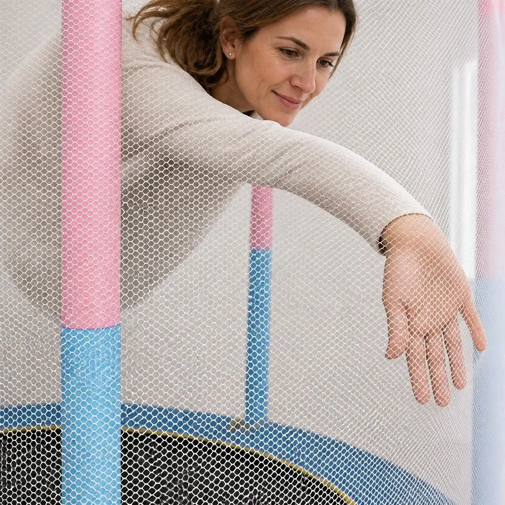 Kids Trampoline Rebounder 55 Inch with Hanging Rings Indoor Outdoor Play Equipment