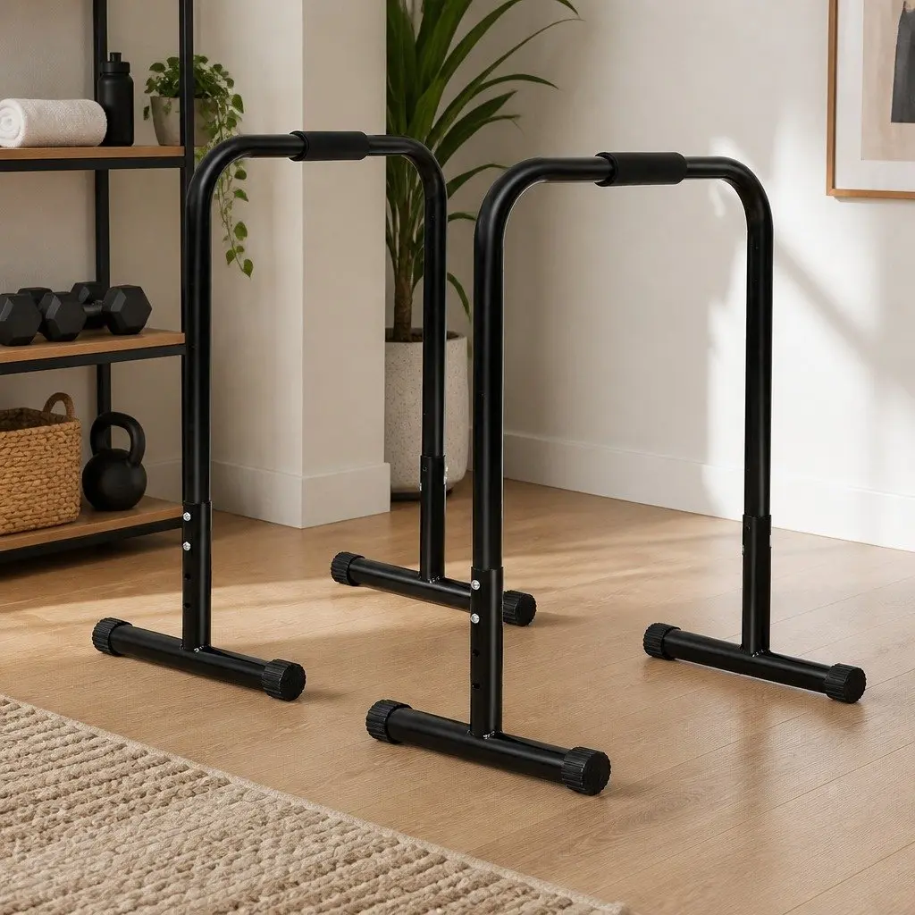 Parallel Dip Bar Station Adjustable Height 74cm to 89cm Home Gym Equipment
