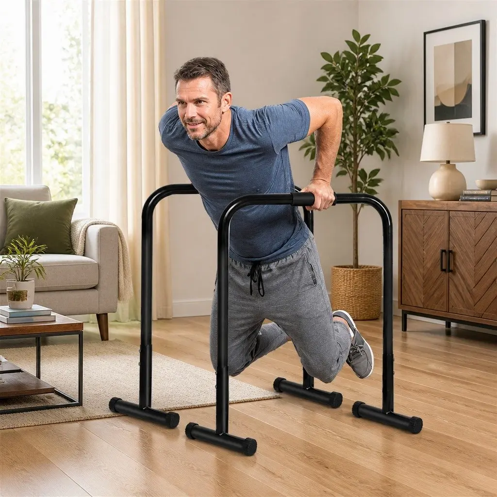 Parallel Dip Bar Station Adjustable Height 74cm to 89cm Home Gym Equipment