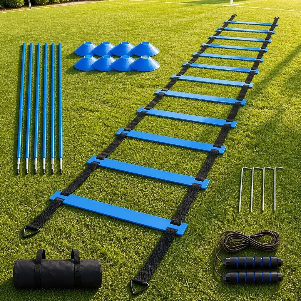 Soccer Agility Training Set 6 Poles Ladder Cones Jump Rope Speed Coordination