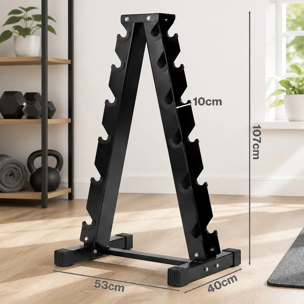 Dumbbell Rack A-Frame 6 Tier Heavy Duty Steel Home Gym Storage