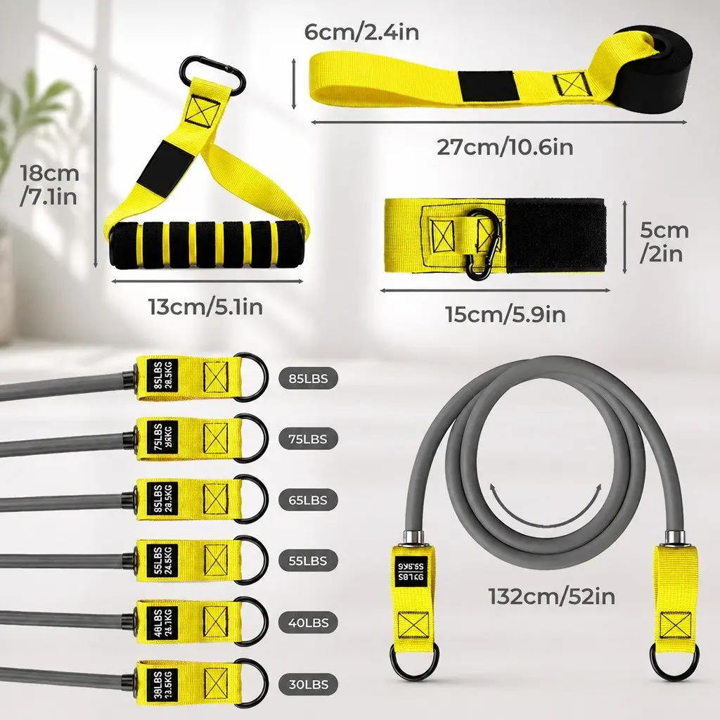 Resistance Bands Set Heavy Duty 12 Piece Full Body Workout Kit