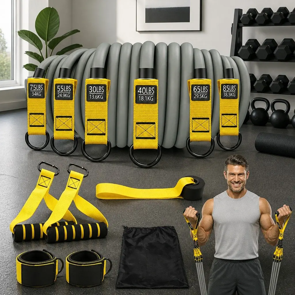 Resistance Bands Set Heavy Duty 12 Piece Full Body Workout Kit