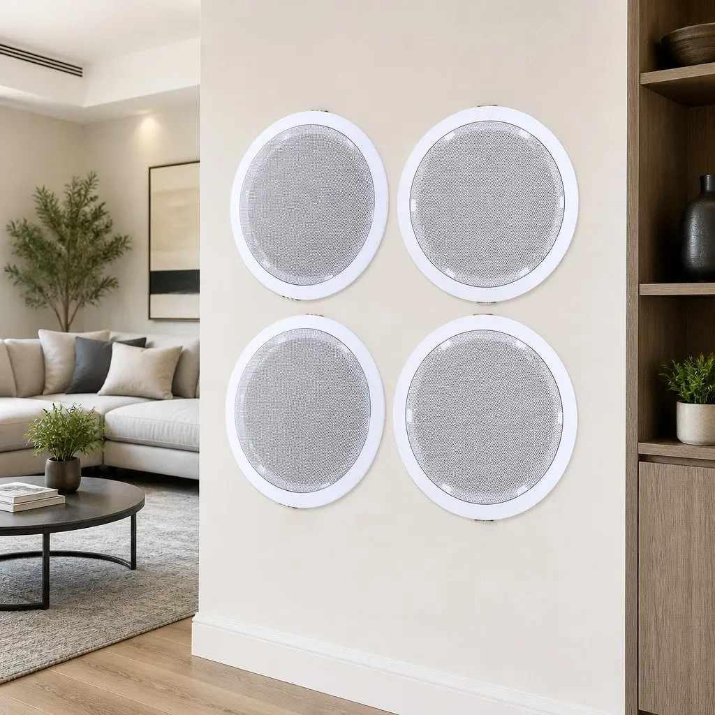 6 Inch Ceiling Speakers White Easy Installation 4 Piece