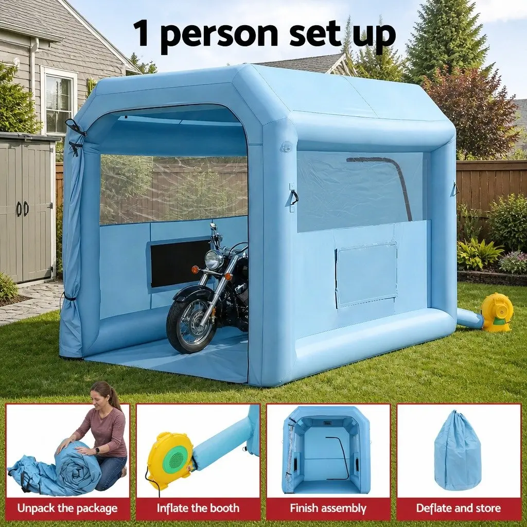 Inflatable Paint Booth 2.5x2.5x3M Spray Booth 550W Blower Air Filter Bicycle