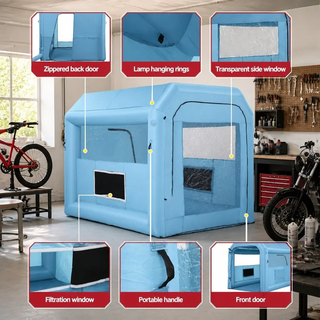 Inflatable Paint Booth 2.5x2.5x3M Spray Booth 550W Blower Air Filter Bicycle