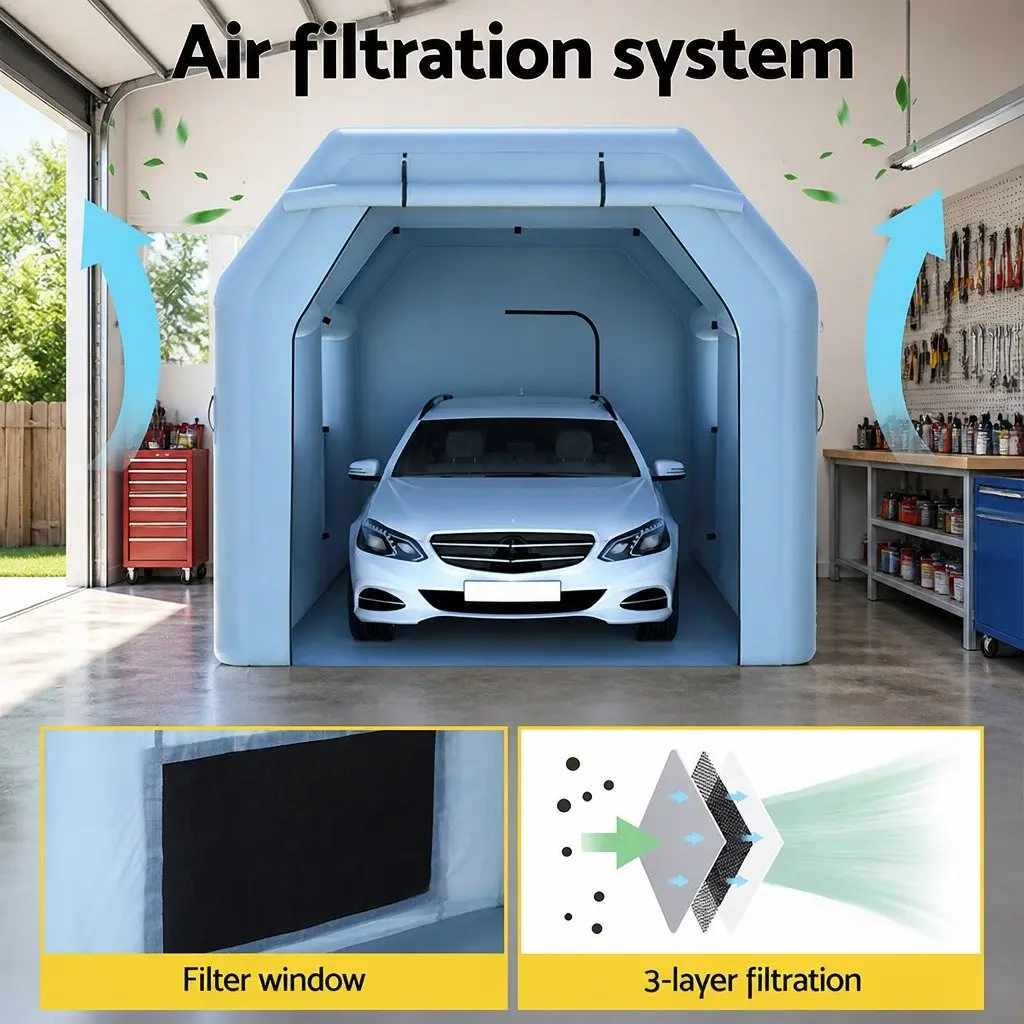 Inflatable Spray Paint Booth 4x3m Car Auto Tent Filter Blower System Blue
