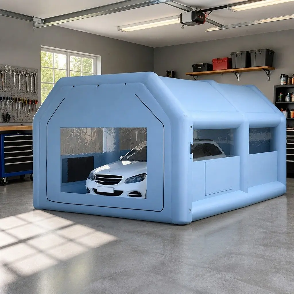 Inflatable Spray Paint Booth 6x4m Automotive Tent with 3 Layer Filtration System and 1100W Blower