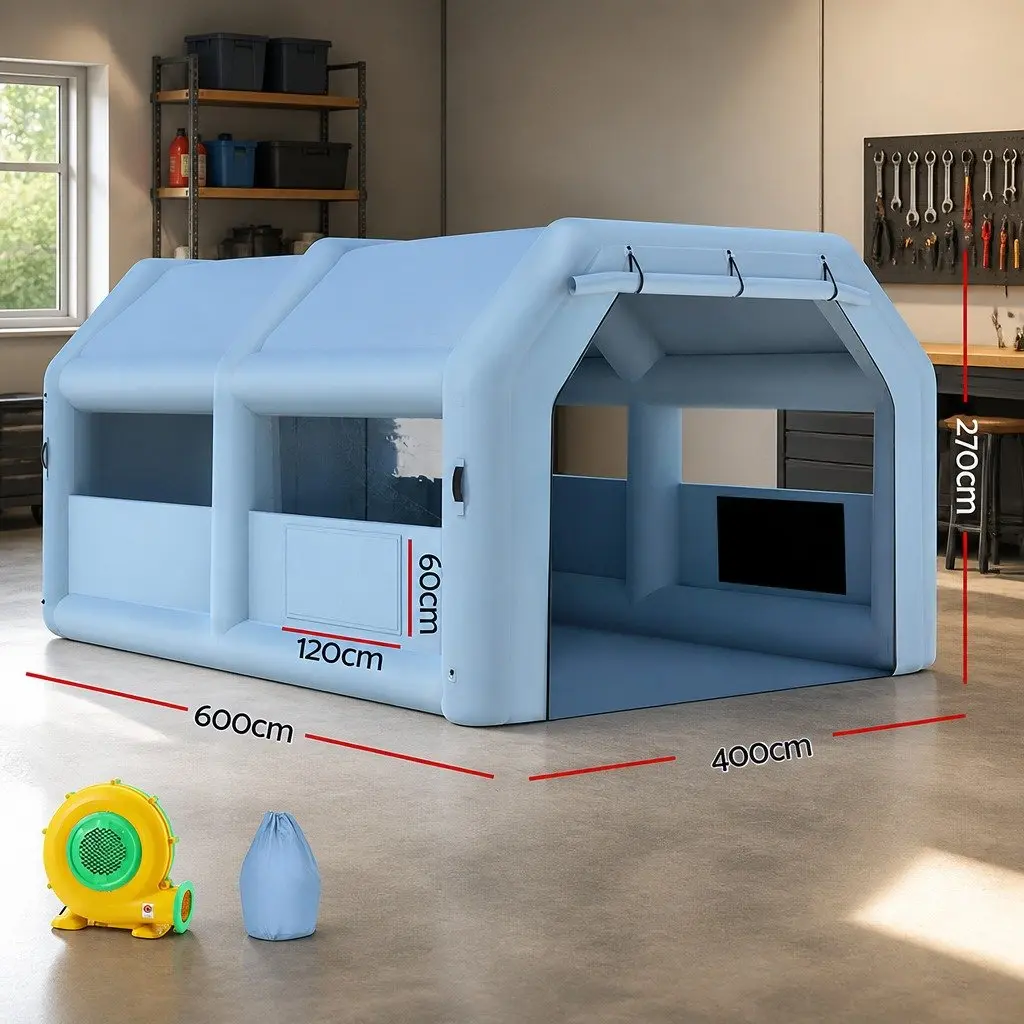 Inflatable Spray Paint Booth 6x4m Automotive Tent with 3 Layer Filtration System and 1100W Blower