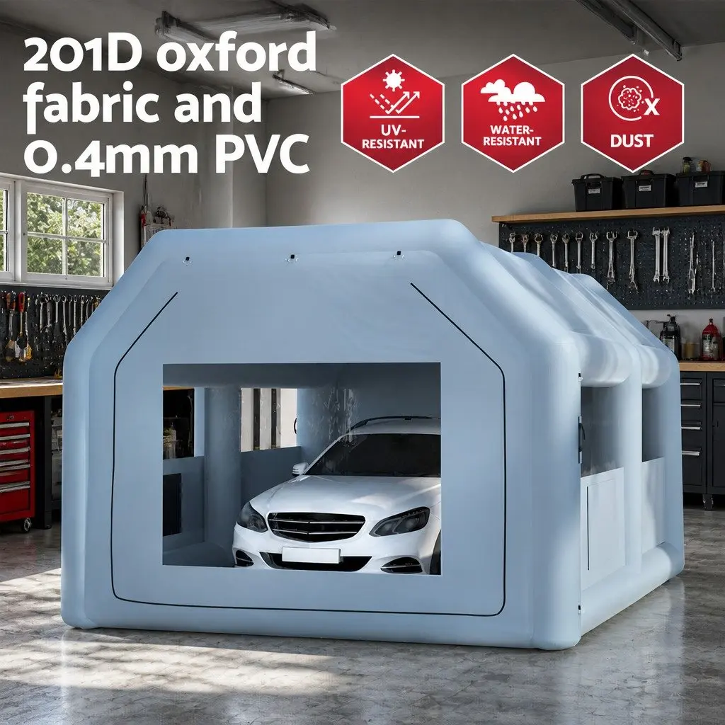 Inflatable Spray Paint Booth 6x4m Automotive Tent with 3 Layer Filtration System and 1100W Blower