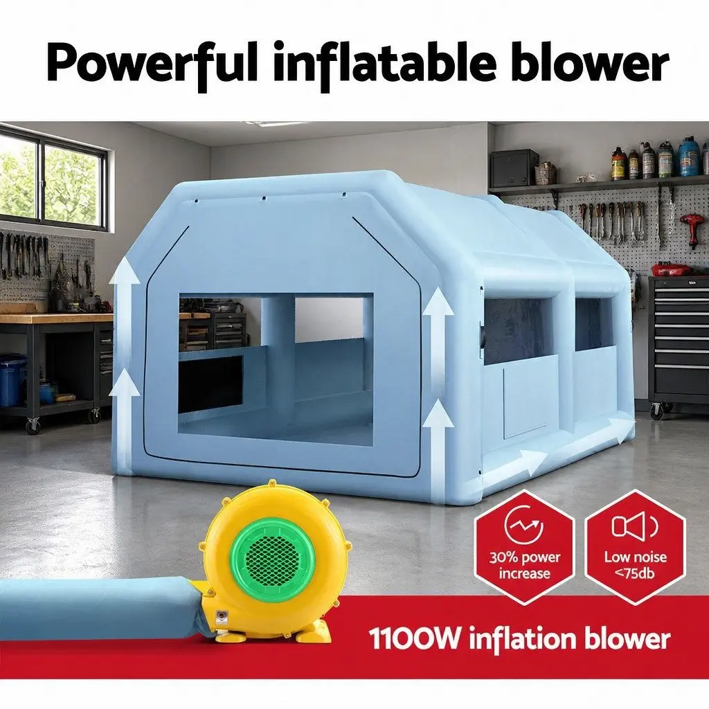 Inflatable Spray Paint Booth 6x4m Automotive Tent with 3 Layer Filtration System and 1100W Blower