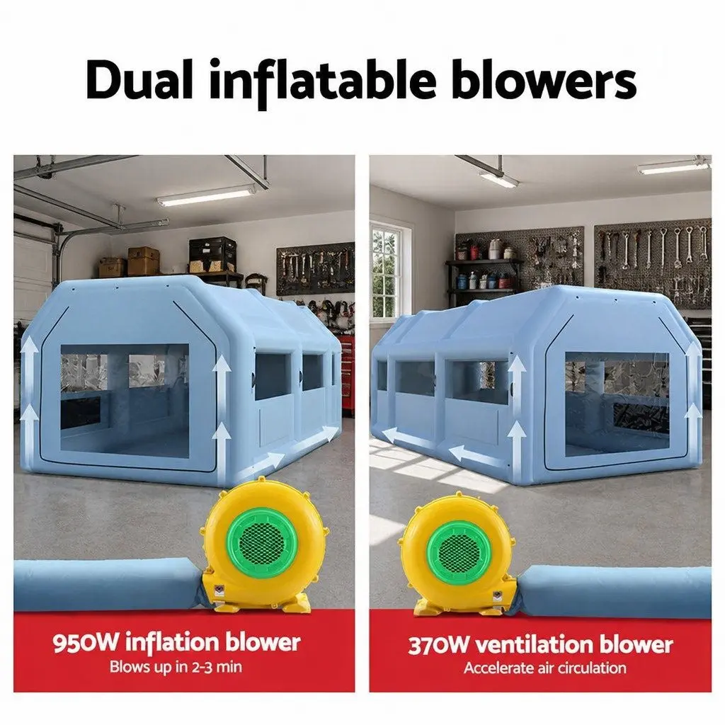 Inflatable Spray Paint Booth Dual Filtration System 8.5x4.6m
