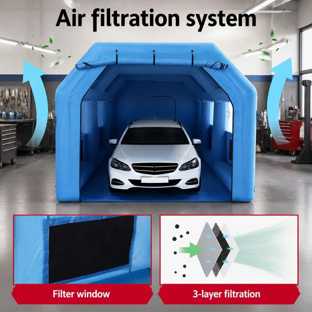 Inflatable Spray Booth Paint Tent Car Garage 8.5x4.8m Workshop Blower Filter