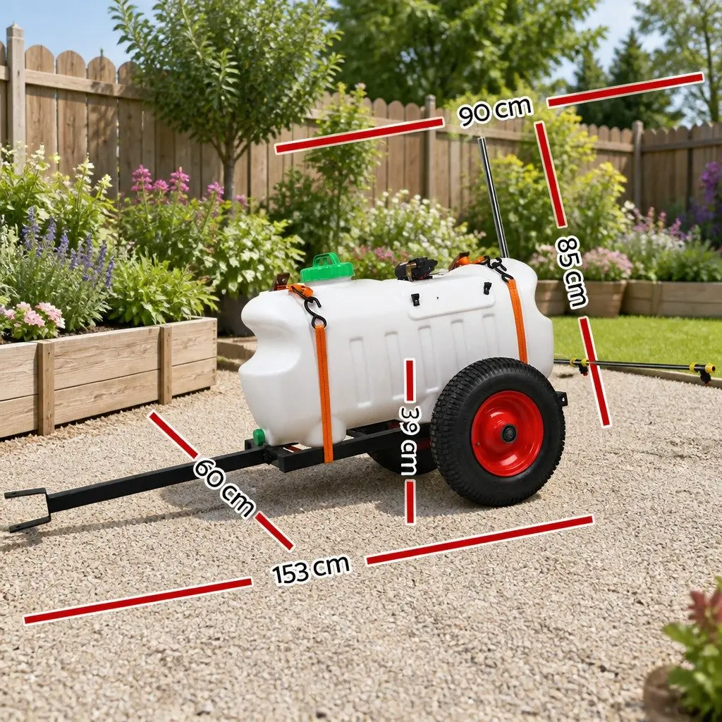 Weed Sprayer 100L Tank Trailer 1.5M Boom Adjustable Height Self-Priming Pump