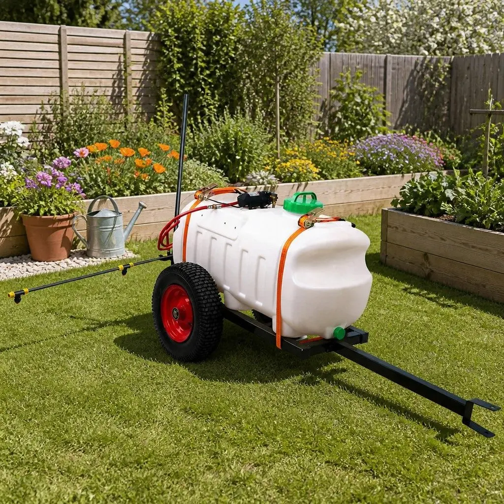 Weed Sprayer 100L Tank Trailer 1.5M Boom Adjustable Height Self-Priming Pump
