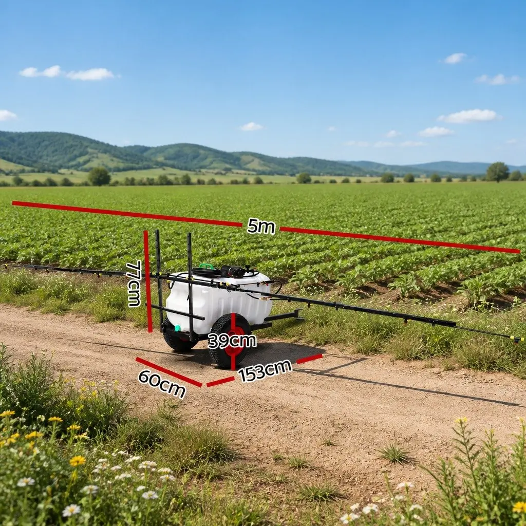 100L ATV Weed Sprayer Trailer 5m Boom Adjustable Height Hose Nozzles Kit