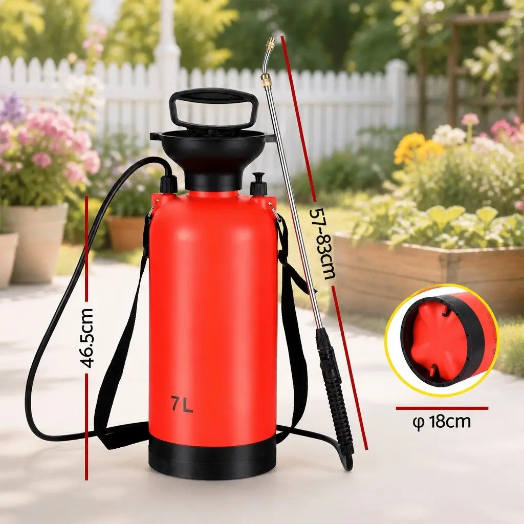 7L Pressure Sprayer Shoulder Garden Spray Tank for Herbicides Pesticides Cleaning