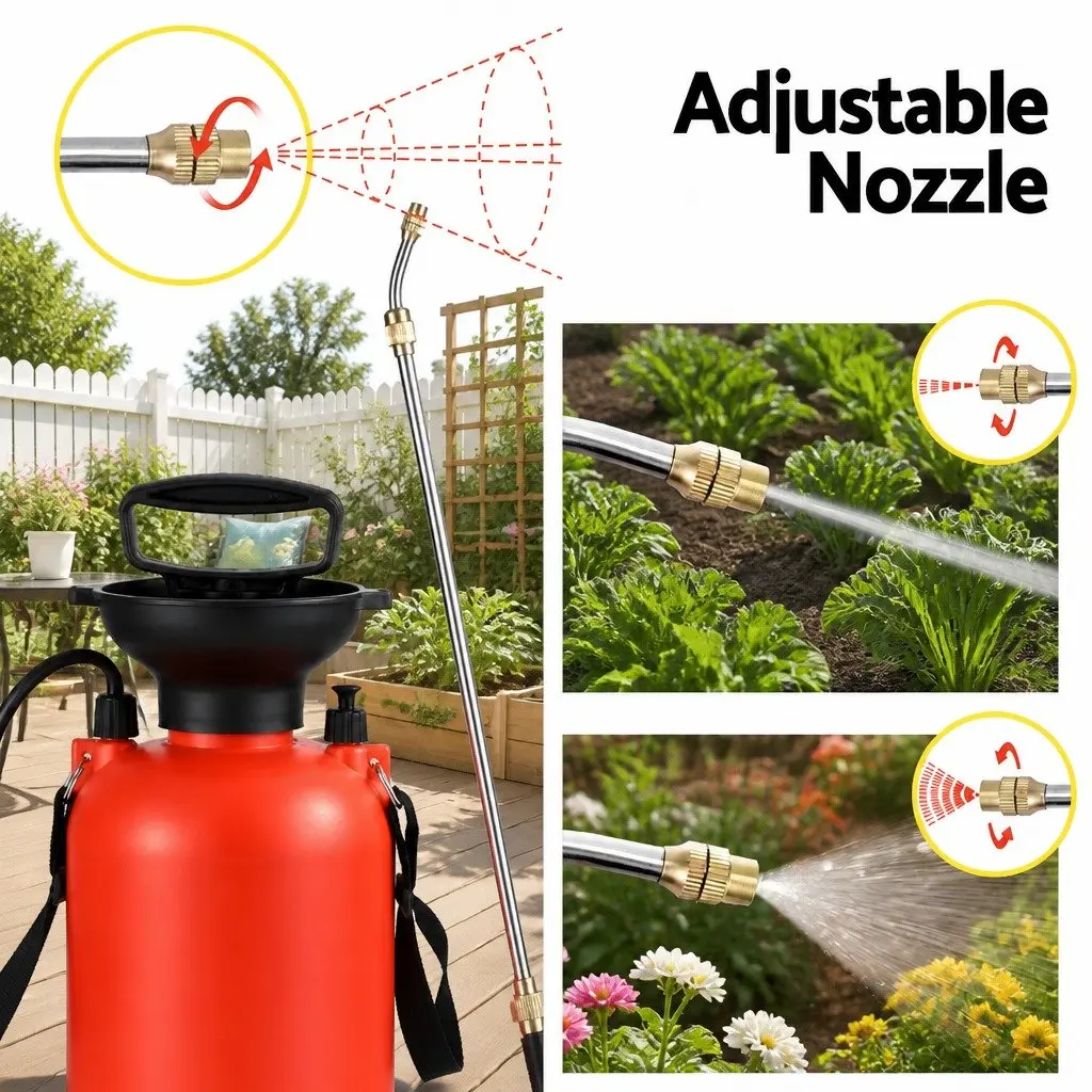 7L Pressure Sprayer Shoulder Garden Spray Tank for Herbicides Pesticides Cleaning