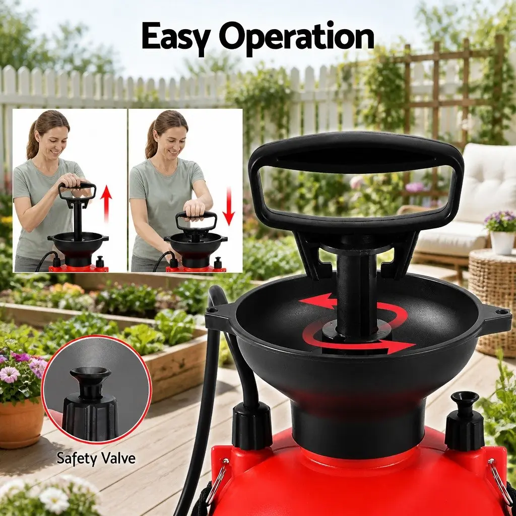 7L Pressure Sprayer Shoulder Garden Spray Tank for Herbicides Pesticides Cleaning