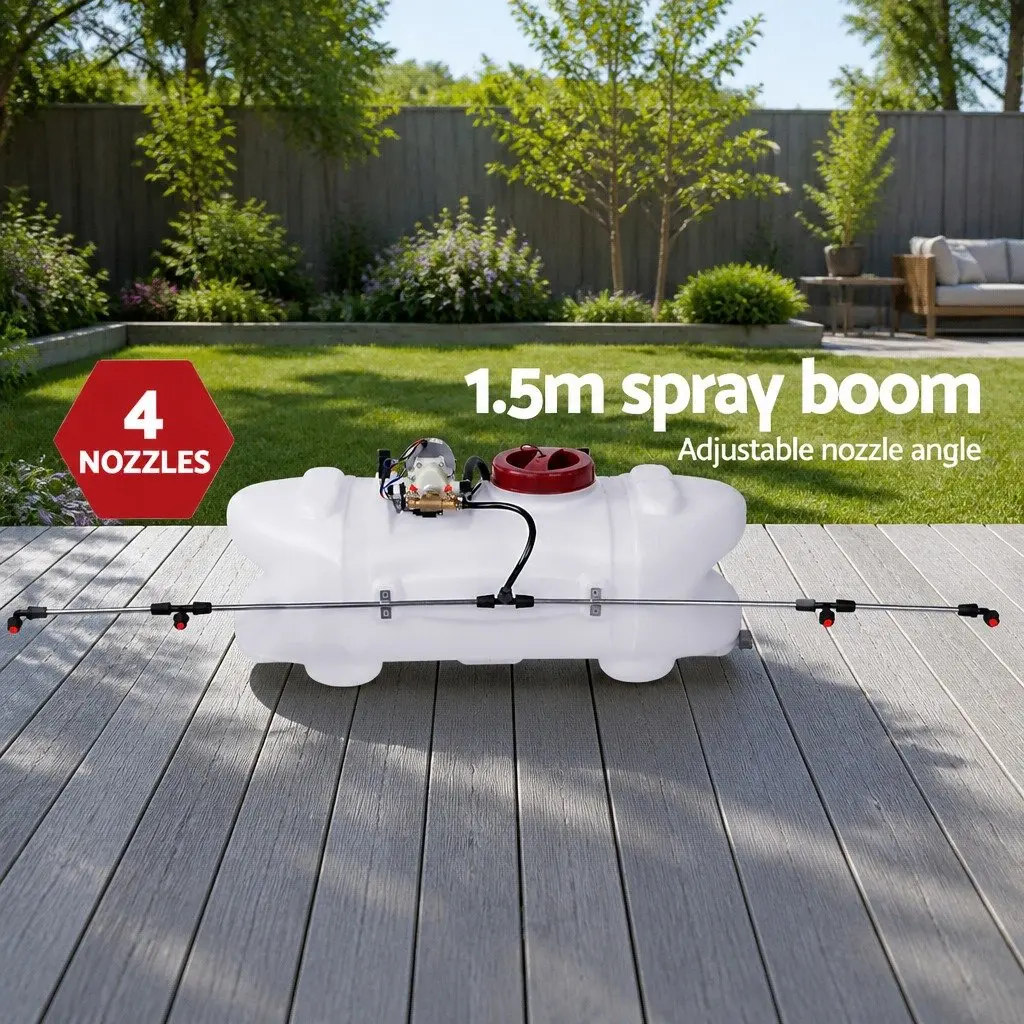 Weed Sprayer 60L Tank Trailer Rear Boom Spray Gun 12V Pump