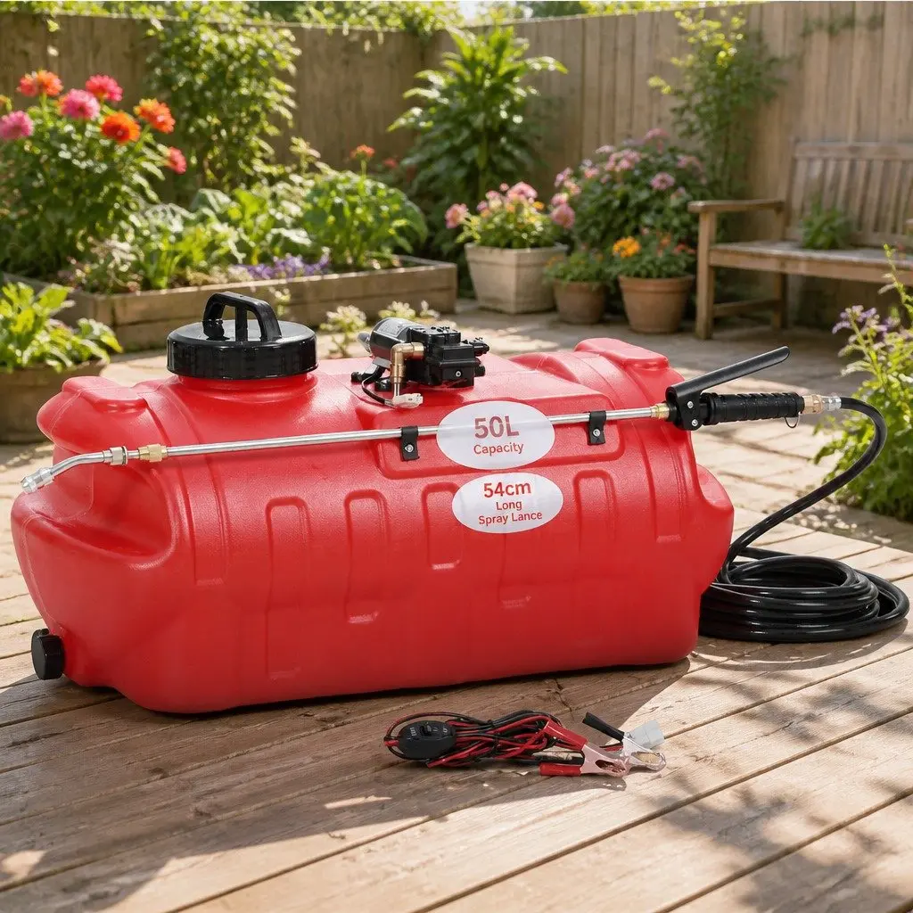 50L ATV Weed Sprayer Pump Boom Spot Spray Tank Red