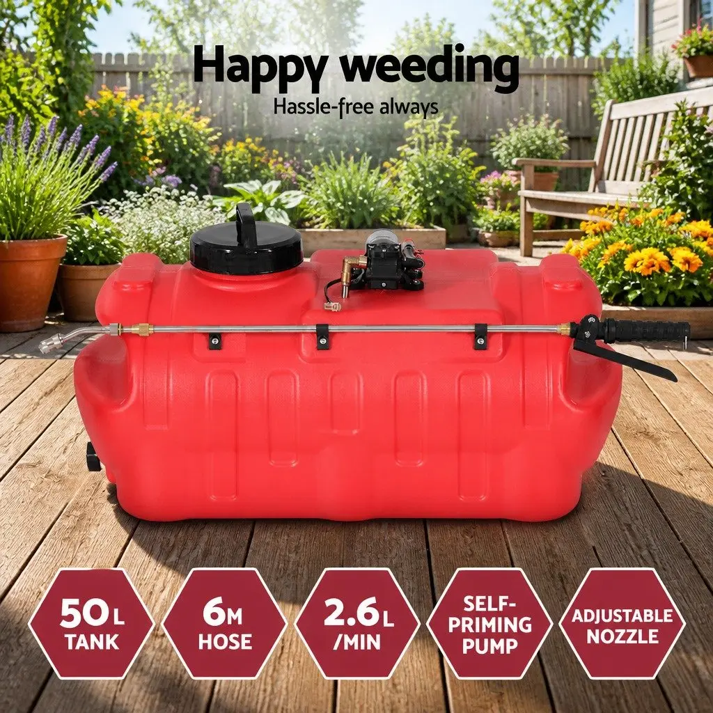 50L ATV Weed Sprayer Pump Boom Spot Spray Tank Red