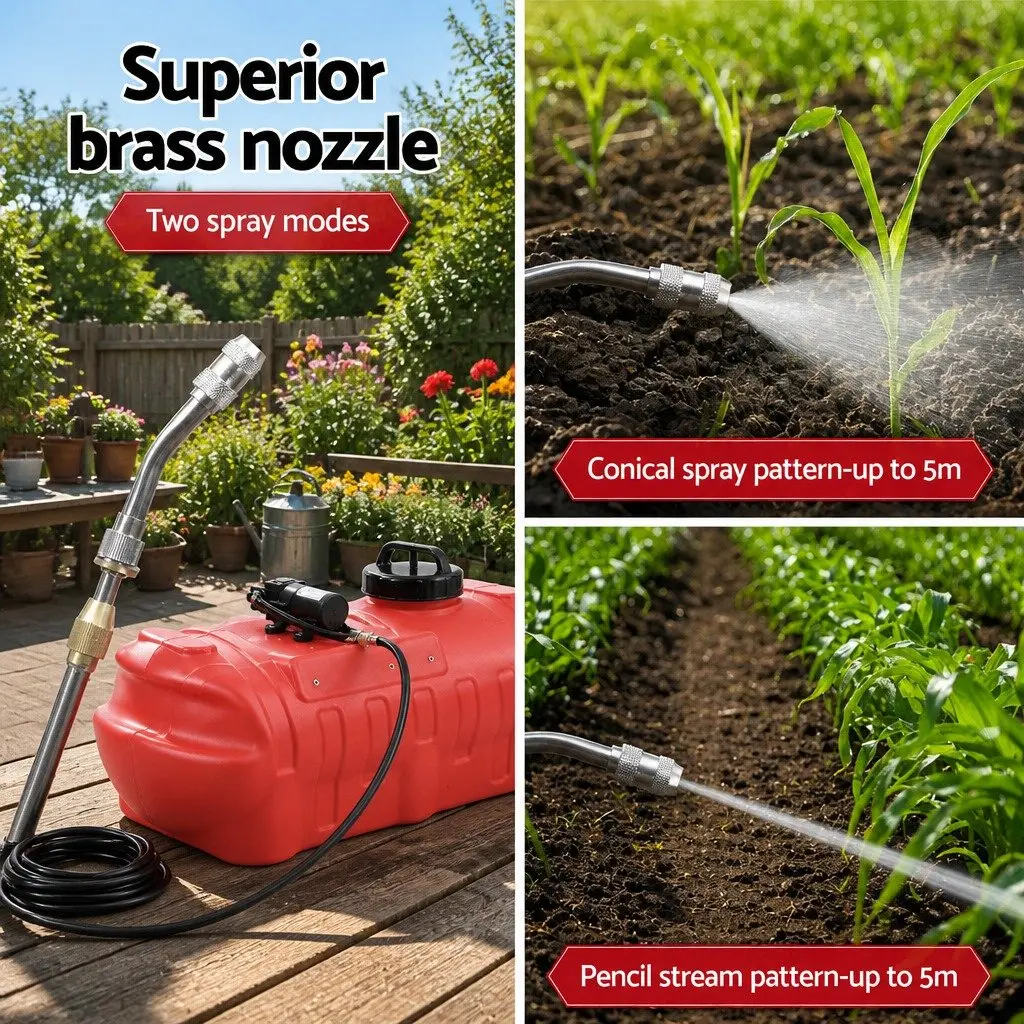 50L ATV Weed Sprayer Pump Boom Spot Spray Tank Red