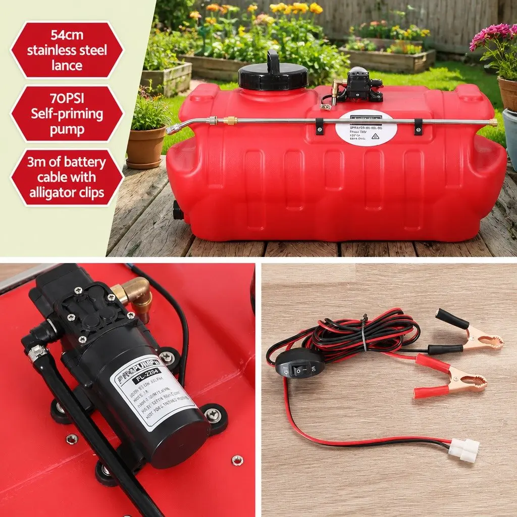 50L ATV Weed Sprayer Pump Boom Spot Spray Tank Red
