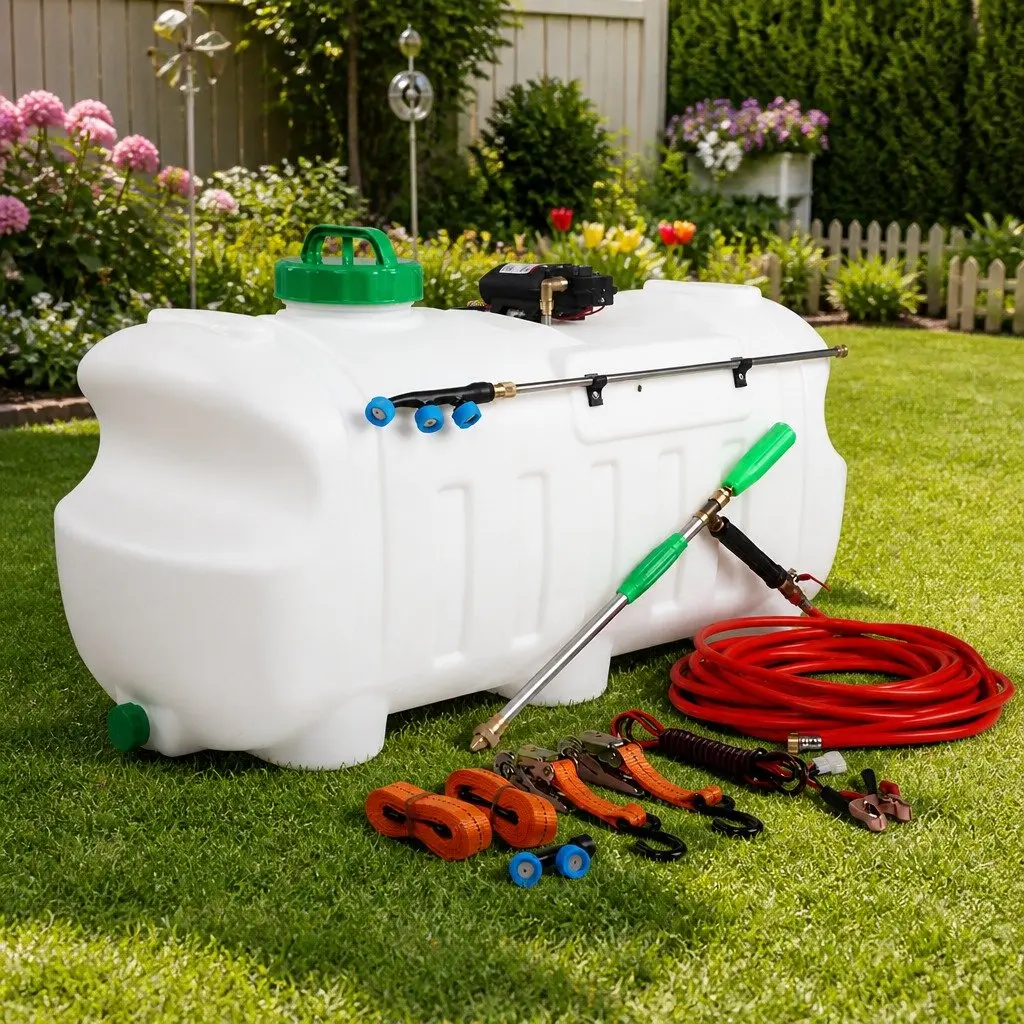 100L Electric ATV Weed Sprayer Self-Priming Pump with Adjustable Hose Nozzles