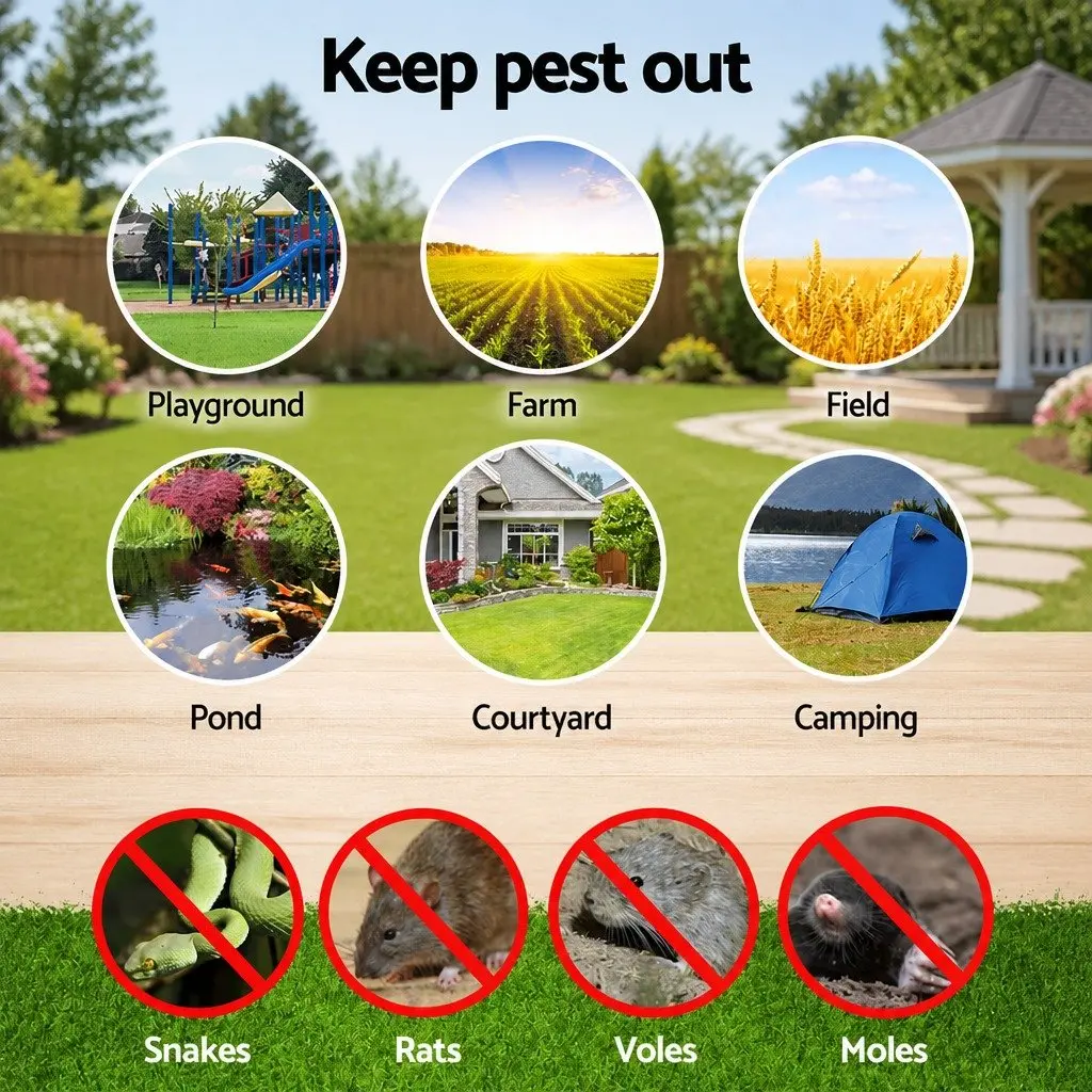 Ultrasonic Snake Repeller Pest Control Garden Yard Moles Rats Mice Deterrent 6
