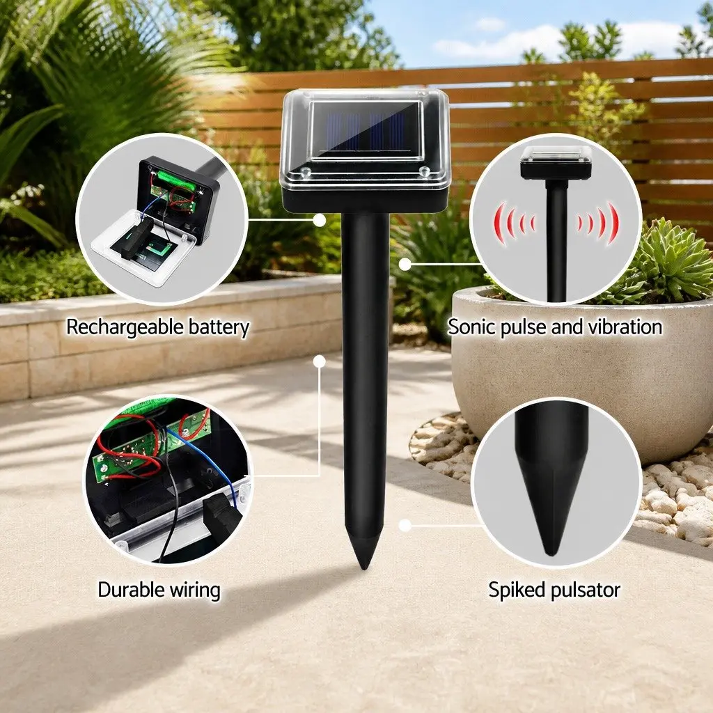 Snake Repeller Solar Powered Ultrasonic Set of 10 Garden Yard Farm Pest Control