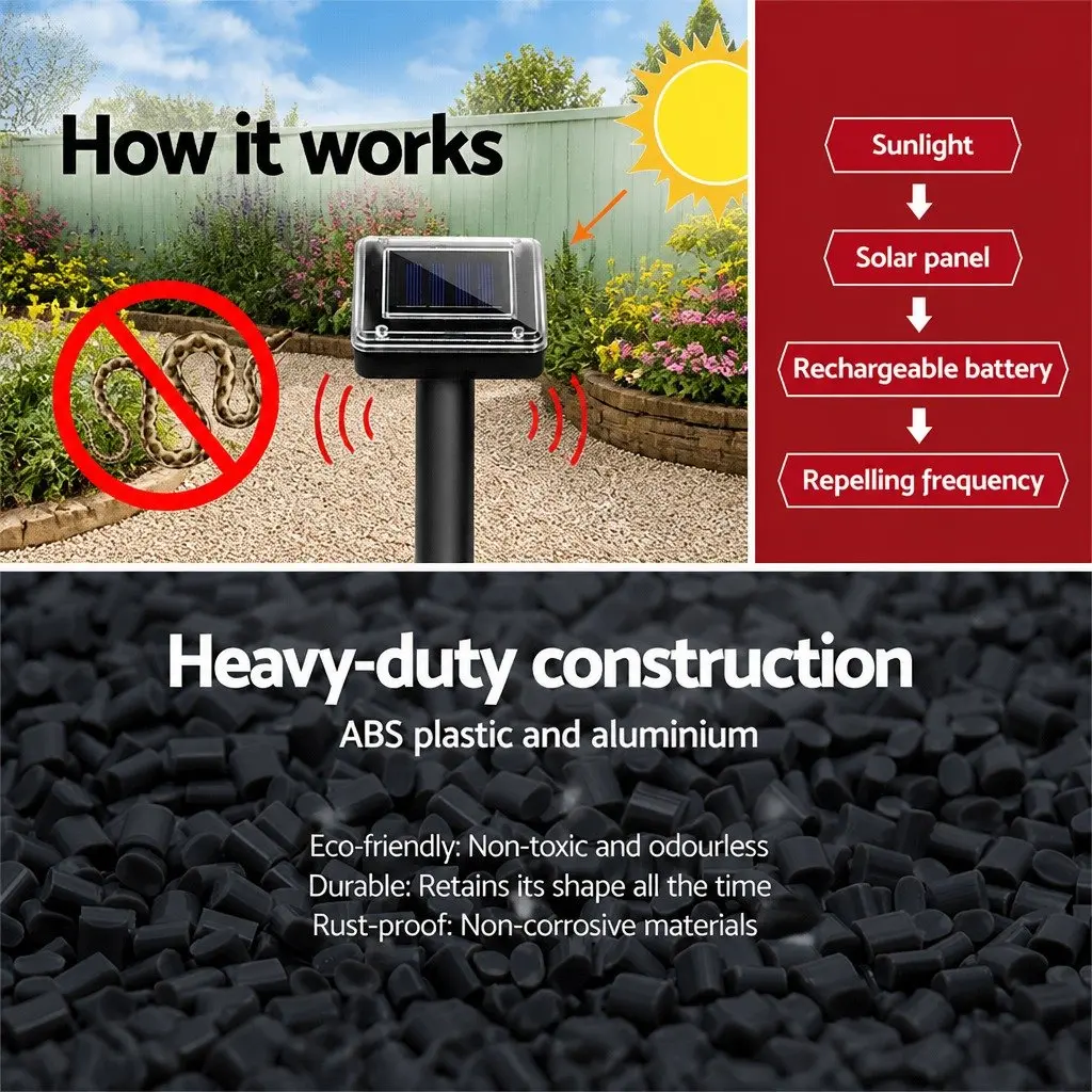 Snake Repeller Solar Powered Ultrasonic Pest Control 12 Piece
